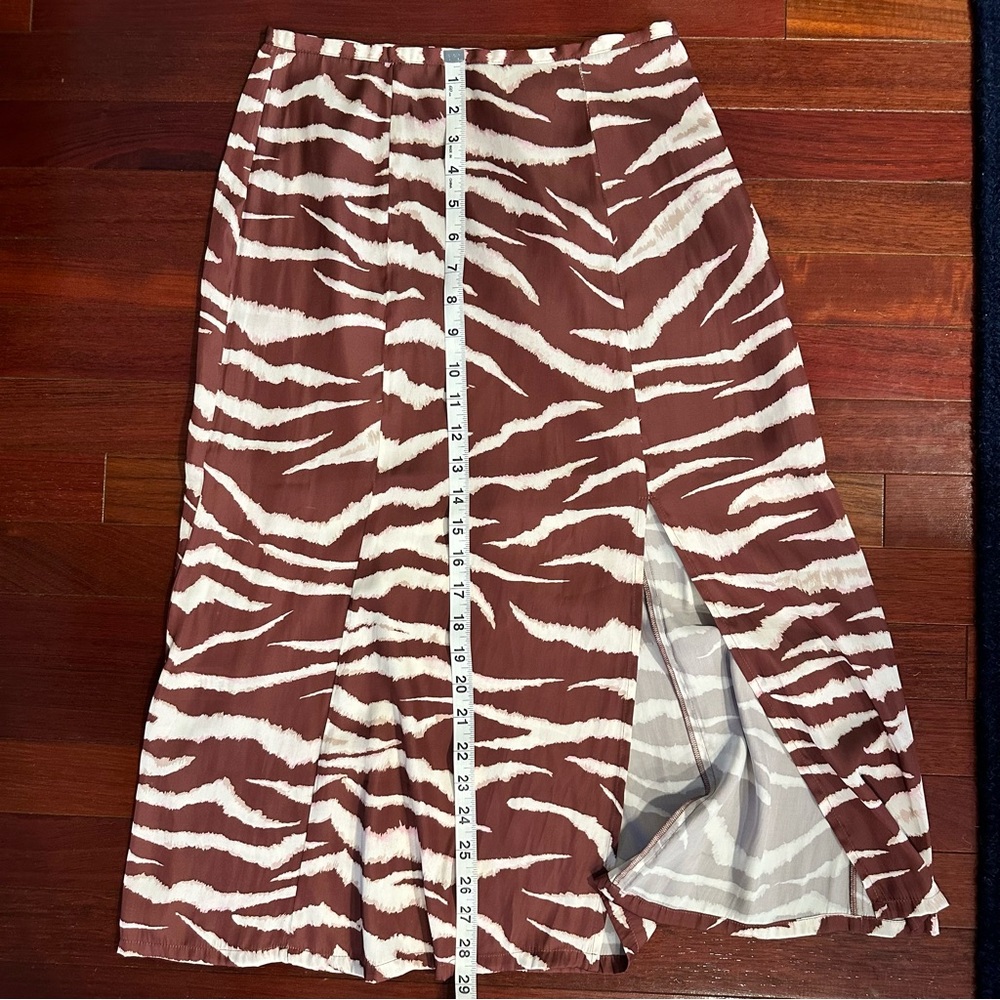 PAIGE Zebra Print Midi Skirt in Brown and White